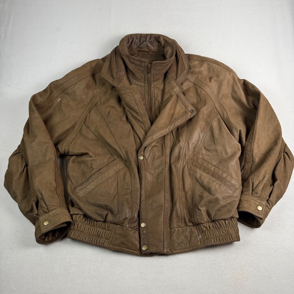 Adventure Bound Wilsons Leather Bomber Jacket Brown Thinsulate Mens Medium